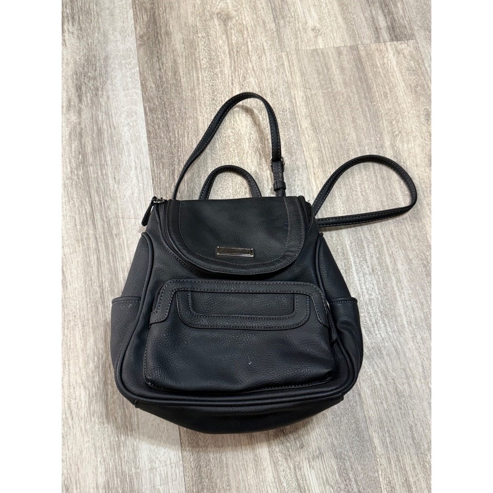 St Johns Bay‎ Black Faux Leather Convertible Backpack Purse Small